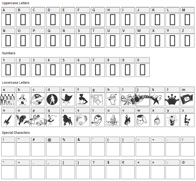 TackODing Font Character Map