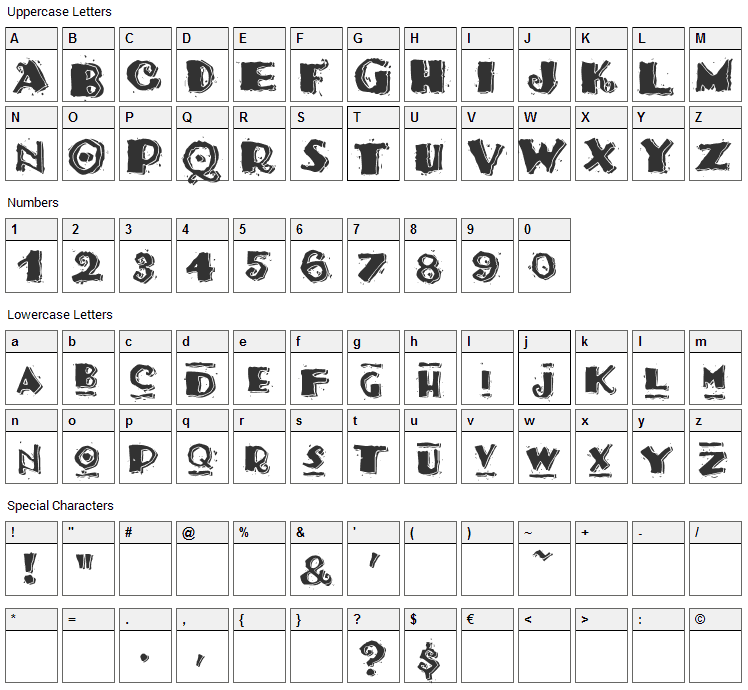 Taco Modern Font Character Map