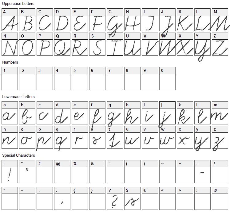 Tafelschrift Font Character Map