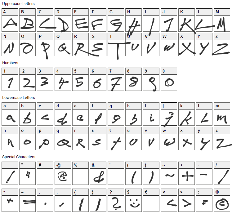 TagDo Font Character Map