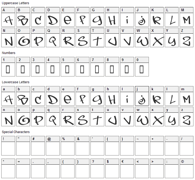 Tags Xtreme Font Character Map