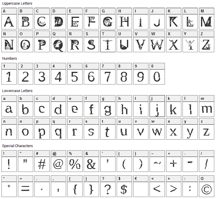 TAK Enchanted Font Character Map