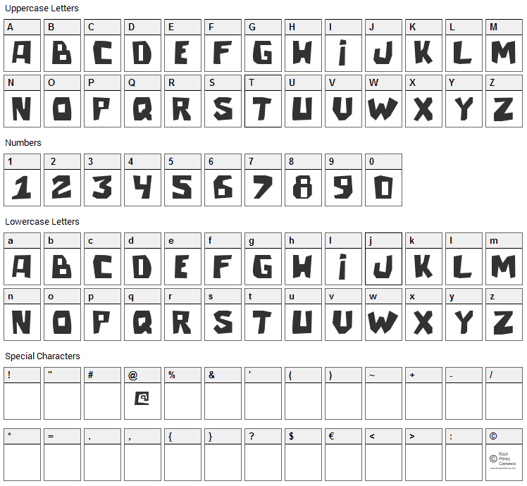 Talacha Font Character Map