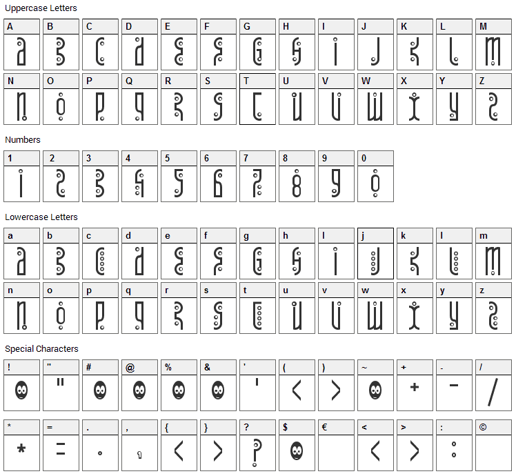 Tantrum Tongue Font Character Map