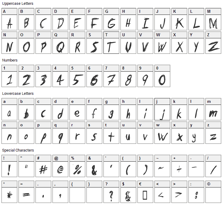 Tape Loop Font Character Map