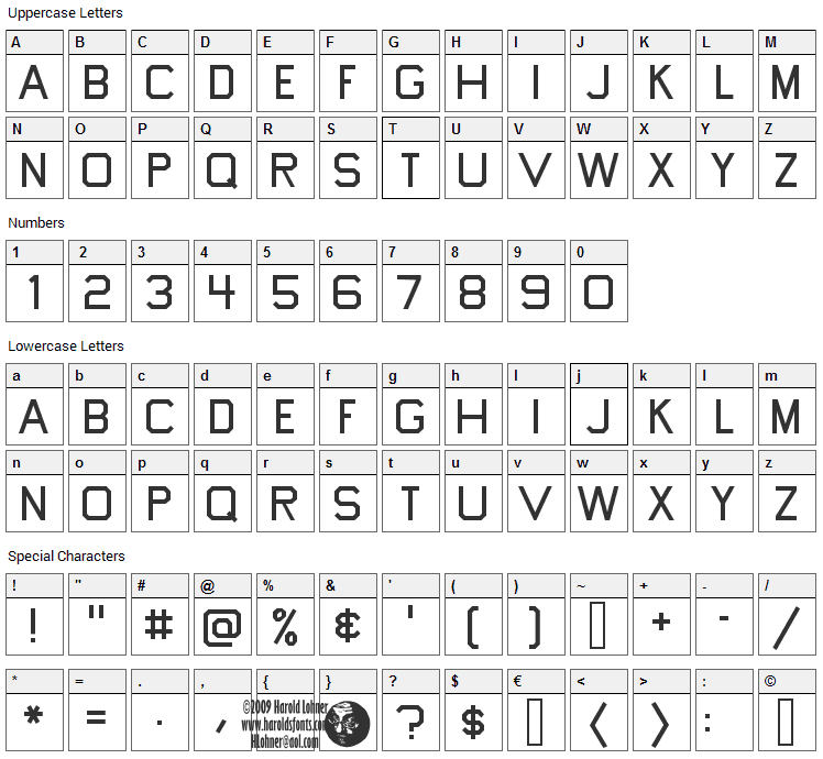 Tapeworm Font Character Map