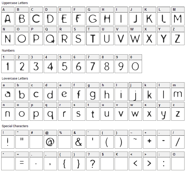 Tarnished Halo Font Character Map