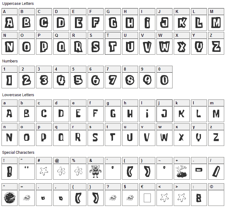 Tartarsauce Erc Font Character Map