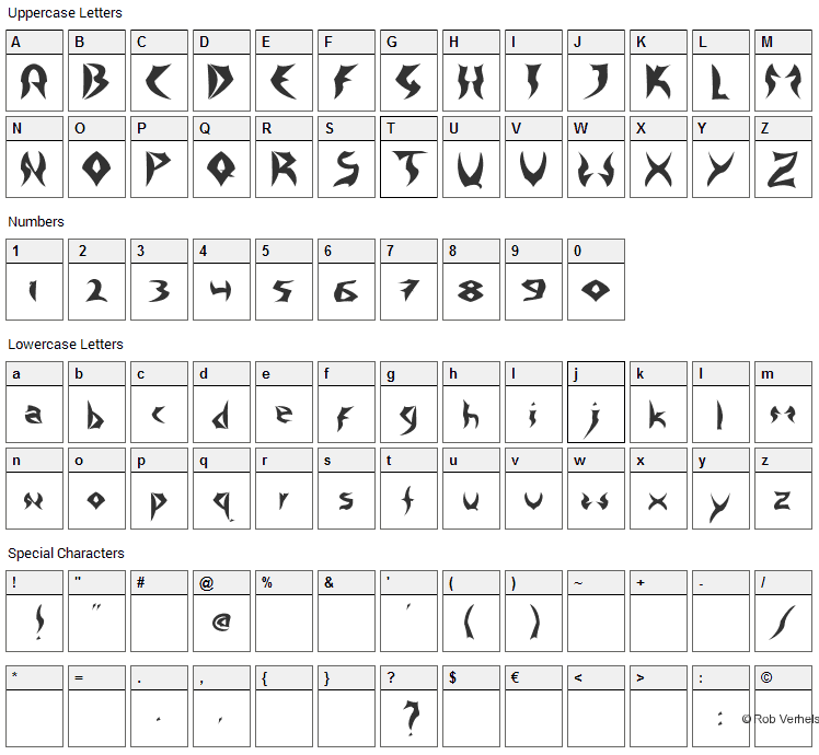 Tattoo Heavy Font Character Map