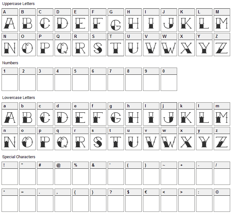 Tattoo Ink Font Character Map