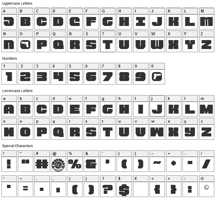 Tauro Font Character Map