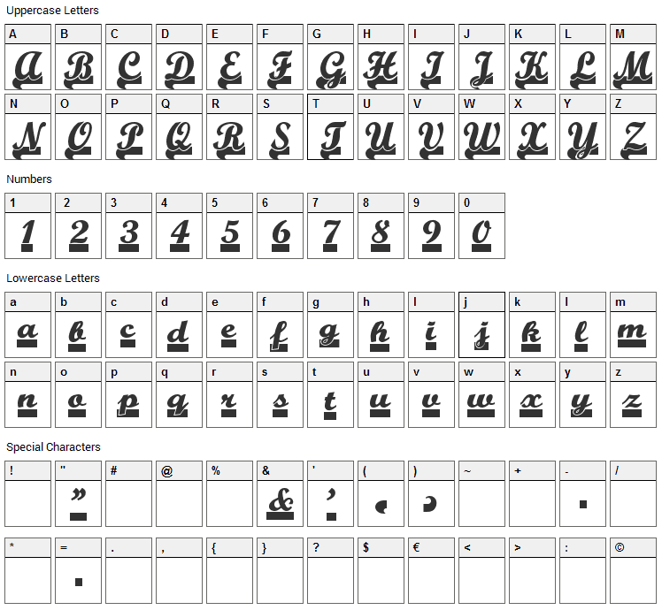 Team Spirit Font Character Map