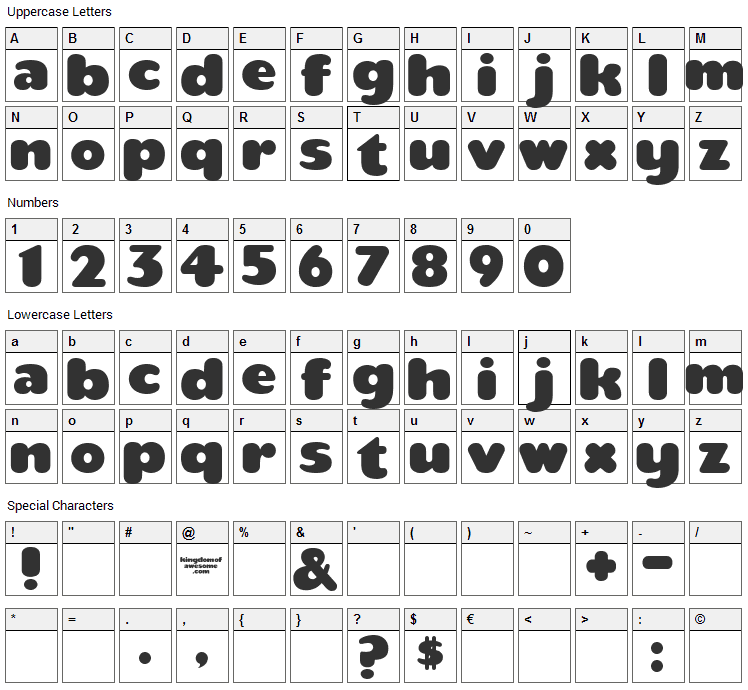 Teaspoon Font Character Map