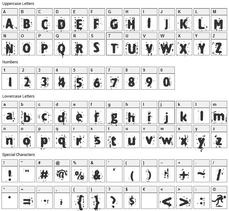 Technine Font Character Map