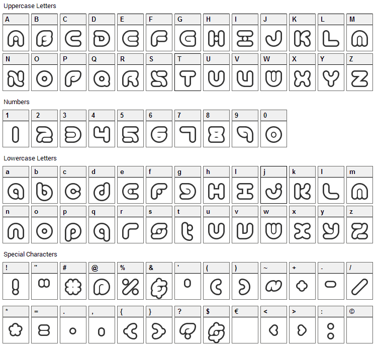 Technique Font Character Map