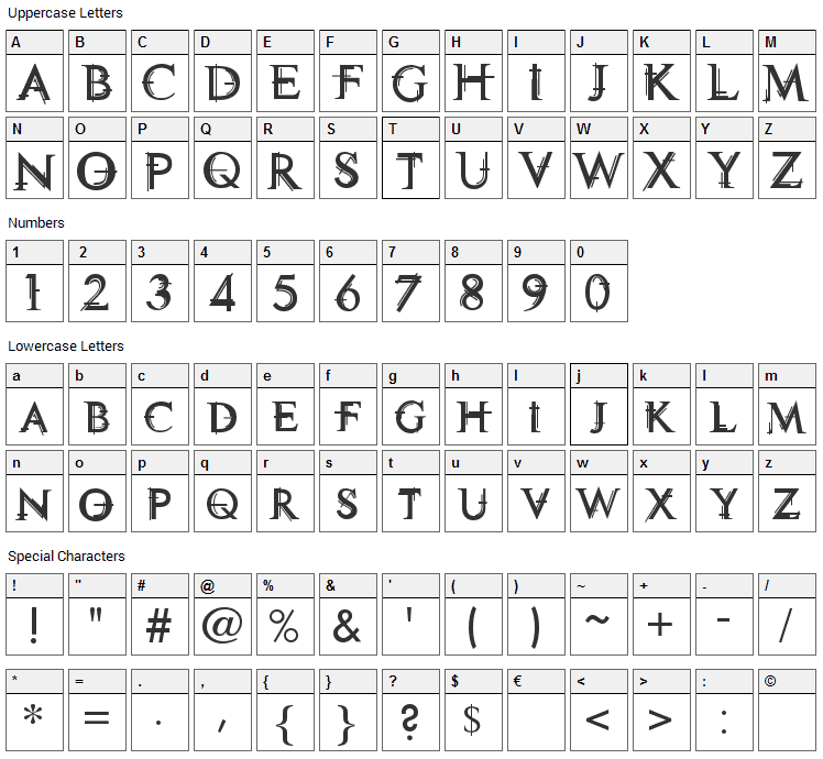 Technovia Caps Font Character Map