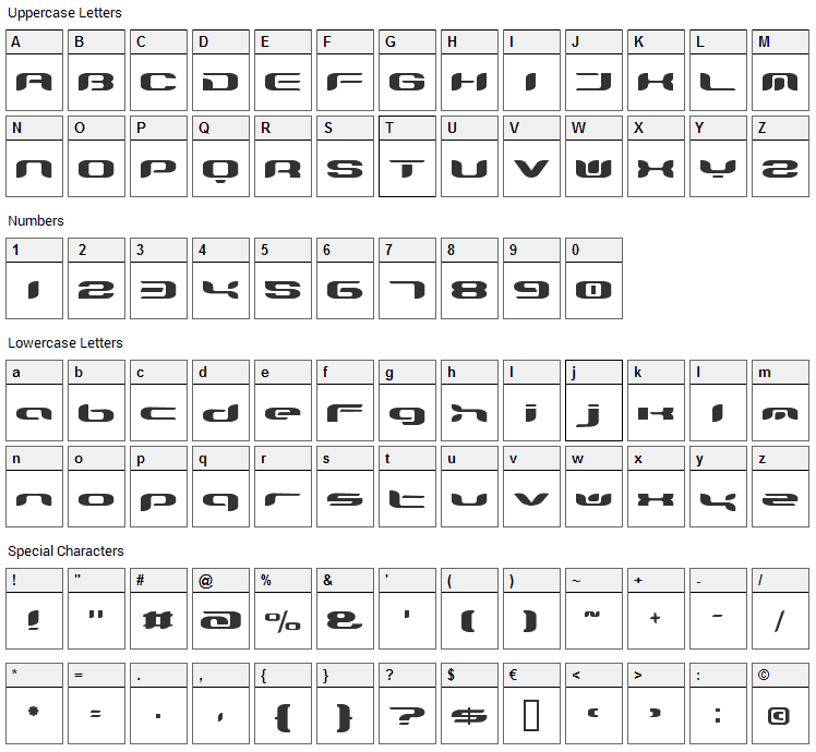 TeknikohlRemix Font Character Map
