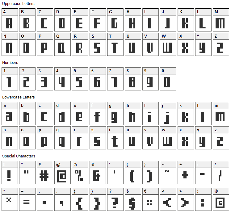 TeleTekst Font Character Map