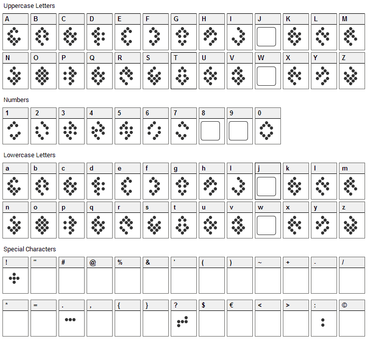 Tellarite Font Character Map