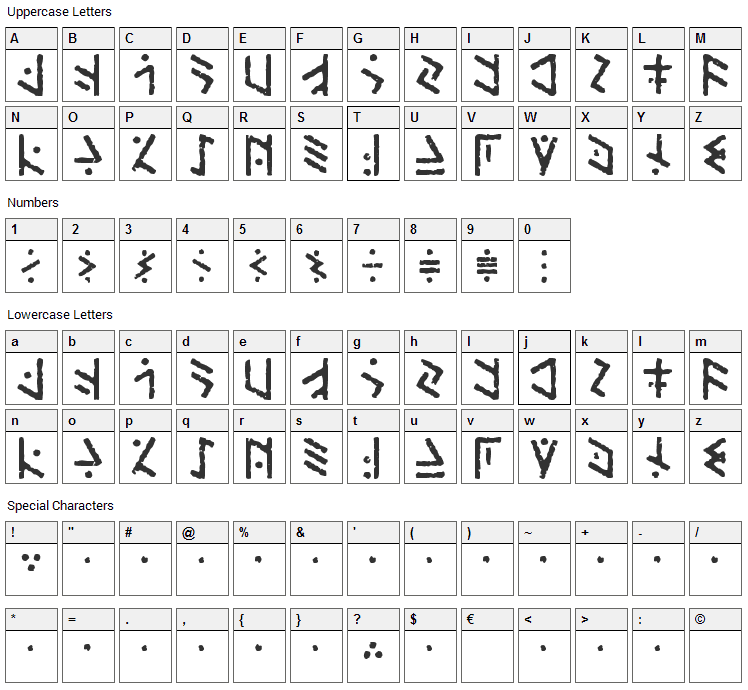 Temphis Brick Font Character Map