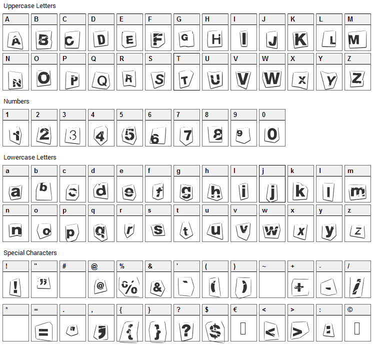 Tengo a tus hijos Font Character Map