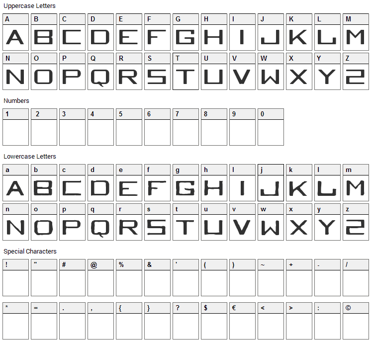 Tequila Heights Sobria Borracha Font Character Map