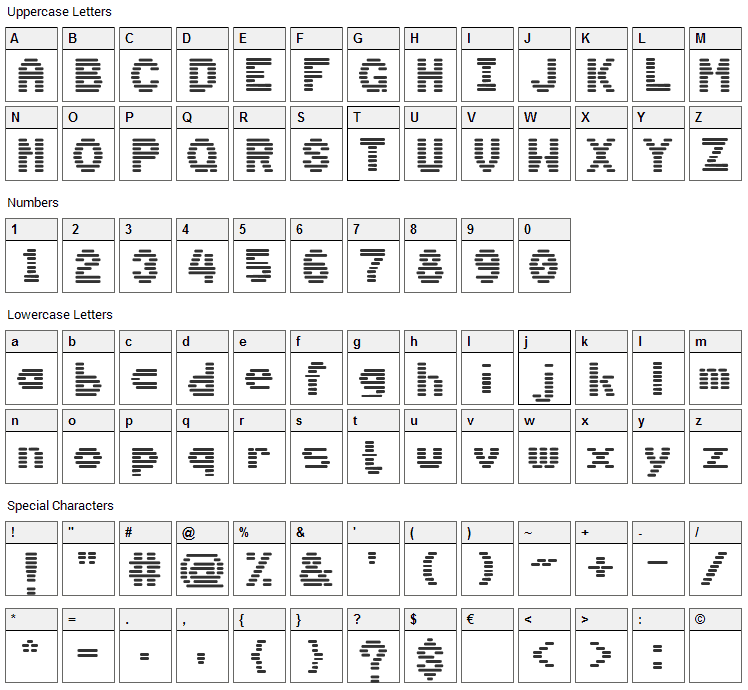 Terminal Font Character Map