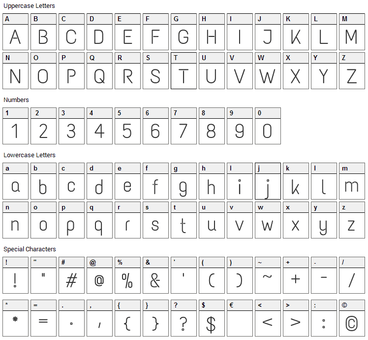 Text Me One Font Character Map