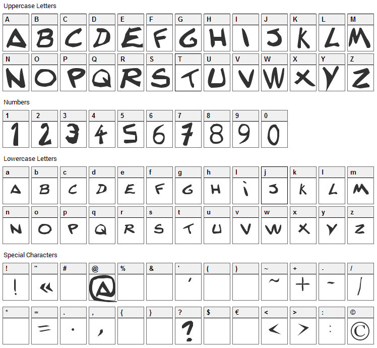 Texte decriture Lanfeust Font Character Map