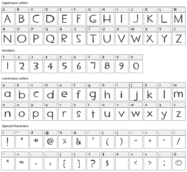 TF2 Secondary Font Character Map