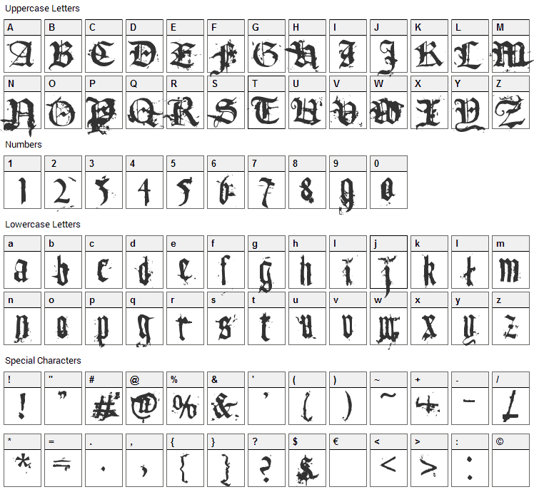 Tfu Tfu Font Character Map