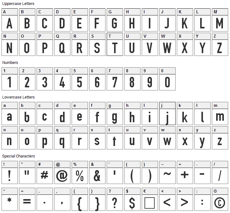 TGL 0-1451 Engschrift Font Character Map