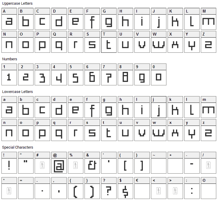 Thapkie MG Font Character Map