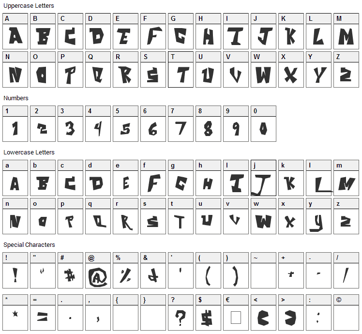 The Aquabats Font Character Map