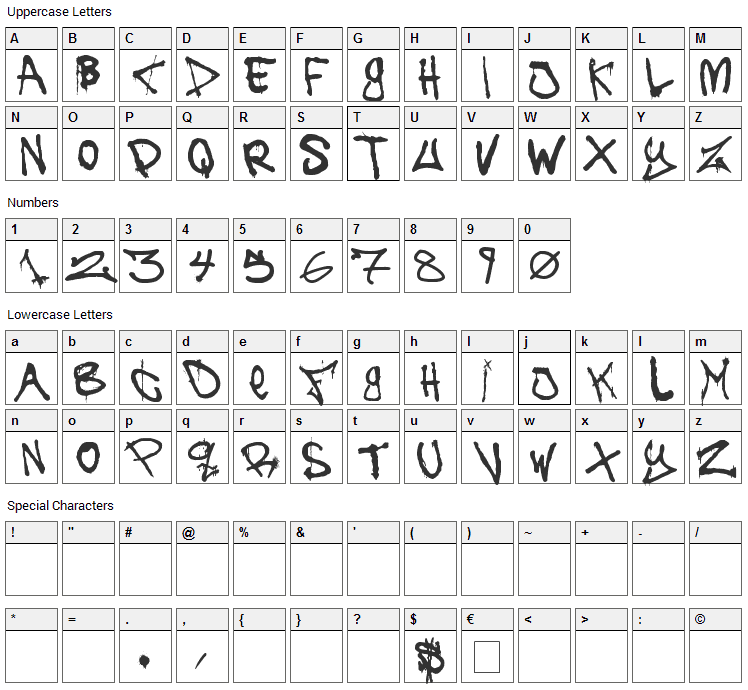 The Battle Continuez Font Character Map