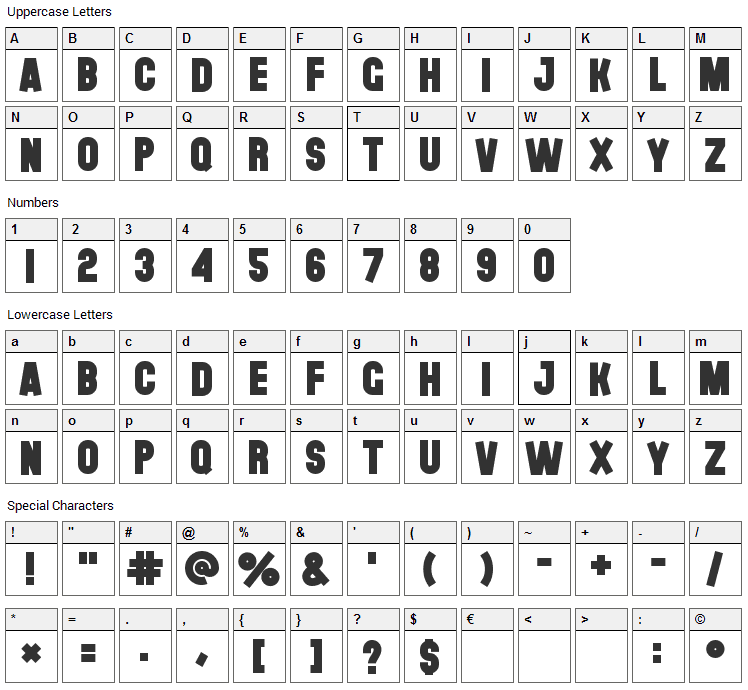 The Black Font Font Character Map