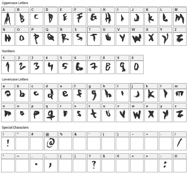 The Evil Cop Font Character Map