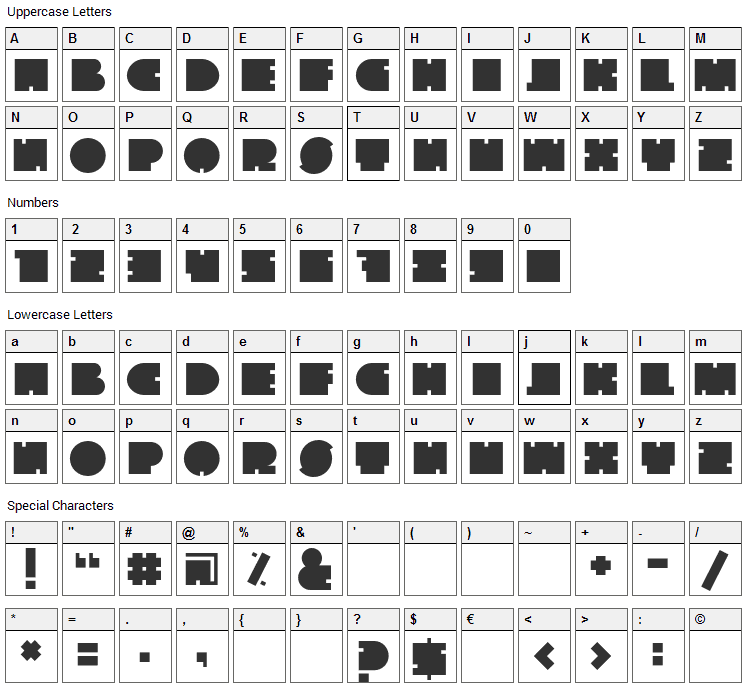 The Go Font Character Map