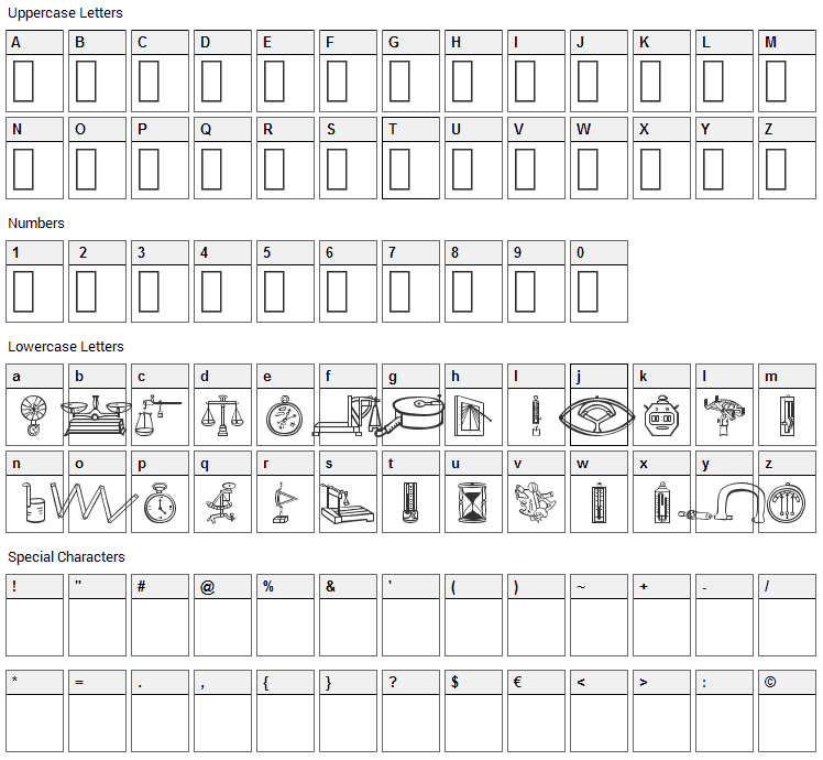 The Happy Medium Font Character Map