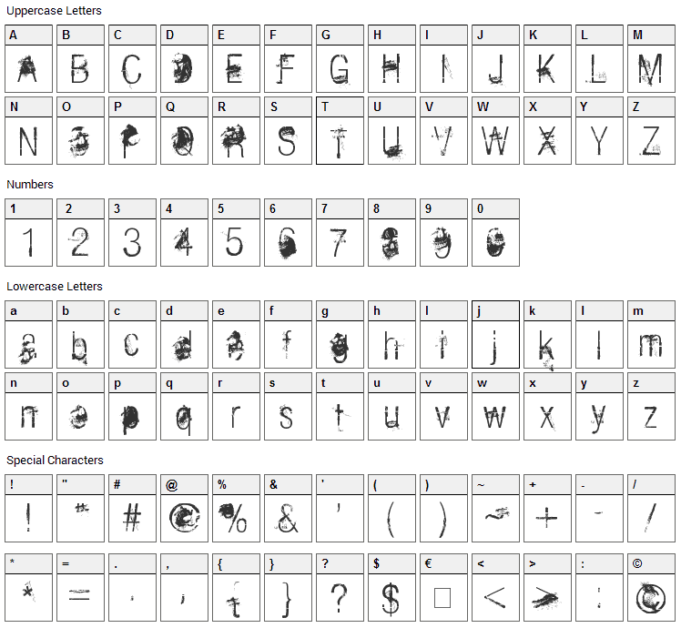 The Last Soundtrack Font Character Map