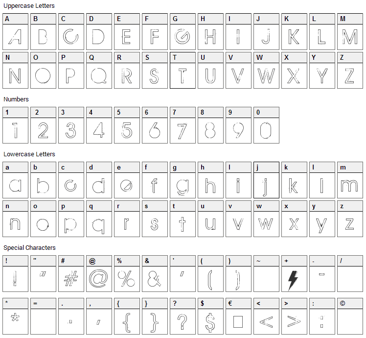 The Maple Origins Font Character Map