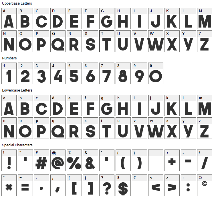 The Next Font Font Character Map