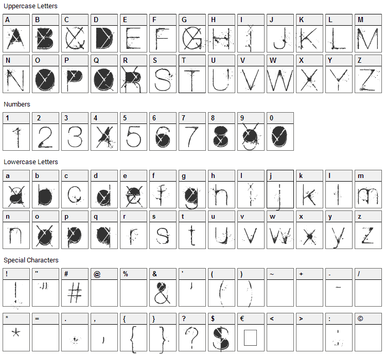 The Poison Font Character Map