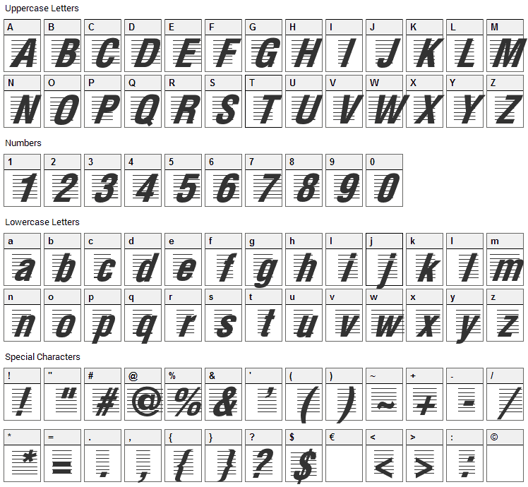 The Score Font Character Map