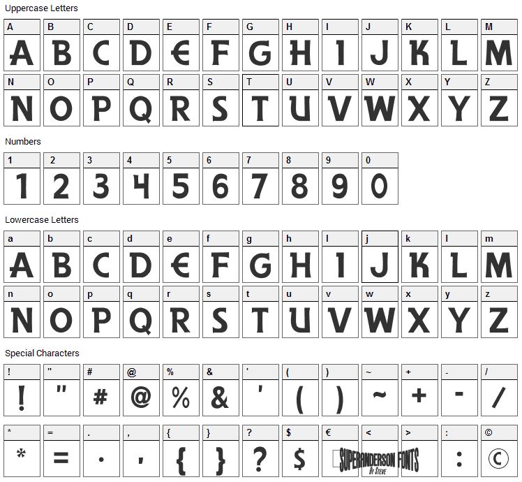 The Secret Service Font Character Map