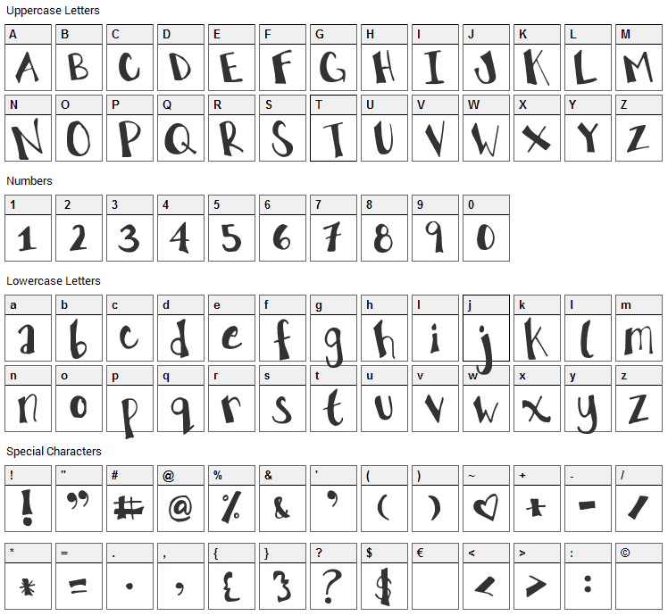 The Truth of a Thousand Lies Font Character Map