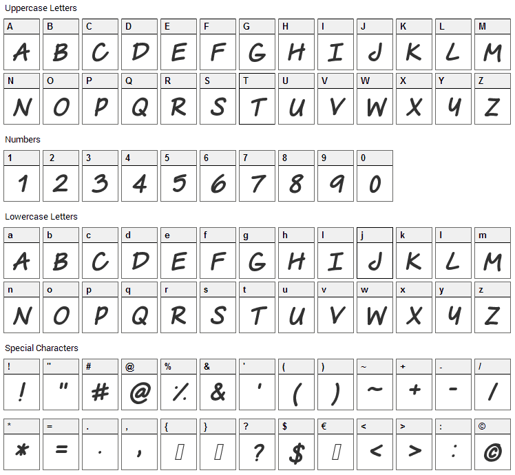 The Urban Way Font Character Map