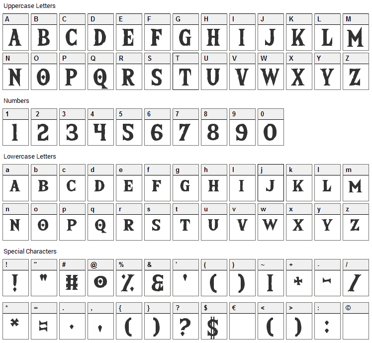 The Wild Breath of Zelda Font Character Map