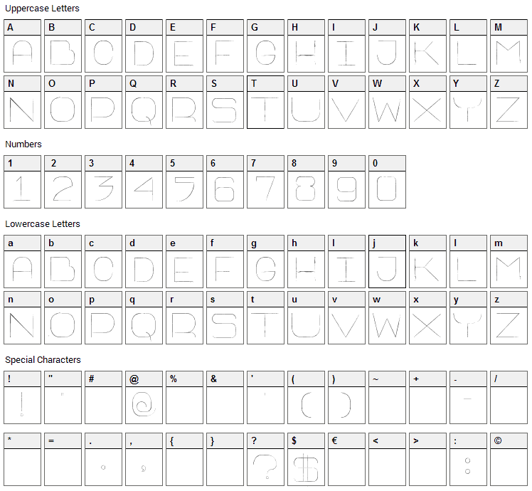 Thin Franq Font Character Map