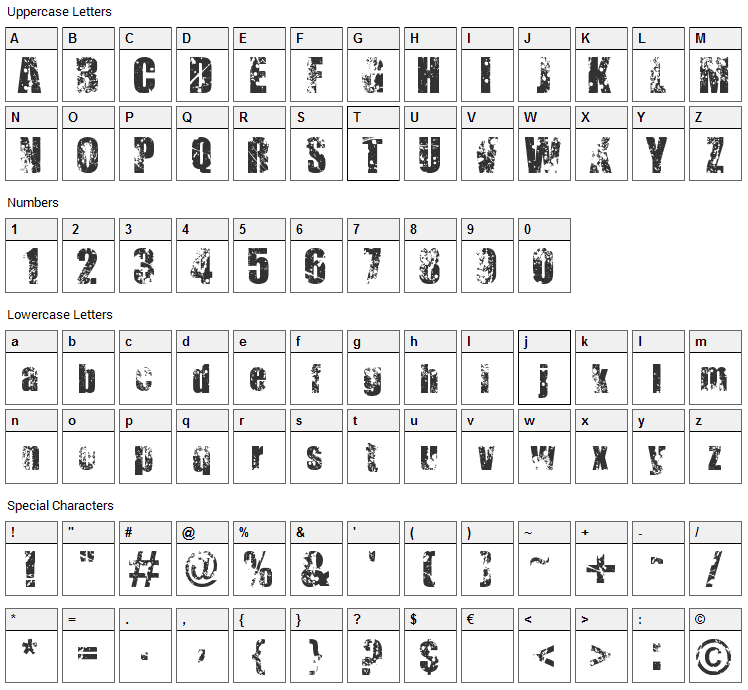 Thirsty for Souls Font Character Map